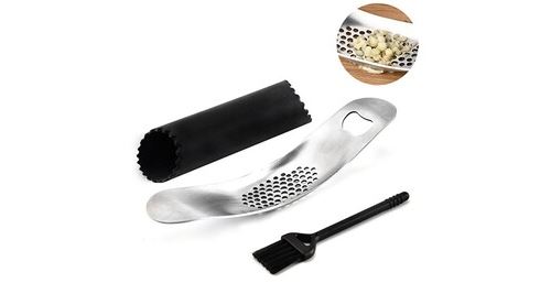 GENERIQUE - Presse-ail en acier inoxydable - Kit avec brosse et éplucheur - Image 2