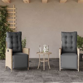 VidaXL Chaises Inclinables De Jardin Lot De 2 Noir Résine Tressée