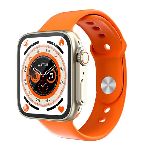 Smartbluetooth watch s9ultra2 orange bracelet silicone fréquence cardiaque température corporelle