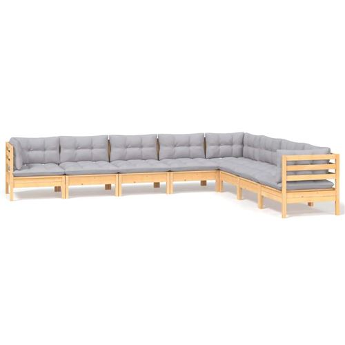 Non Communiqué Bois Salon De Jardin Vidaxl 8 Pieces Gris 8 Personnes 63.5 X 60 X 62.5 Cm