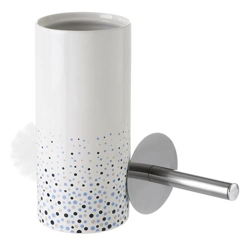 Lot de 2 brosse de toilette WC avec support en céramique coloris blanc-Diamètre 10 x Hauteur 32cm