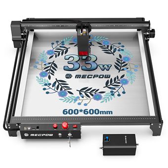Outils de gravure Mecpow X5 Pro 33W Zone de gravure 600 x 600 mm Spot laser 0,08 x 0,1 mm avec assistance pneumatique automatique - 1