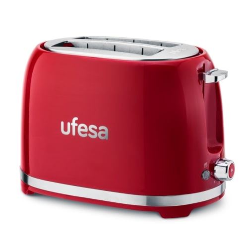 Non Communiqué Rouge Grille Pain Ufesa Classic Pinup 2 Tranches 850W 7 Niveaux De Brunissage Acier Inoxydable