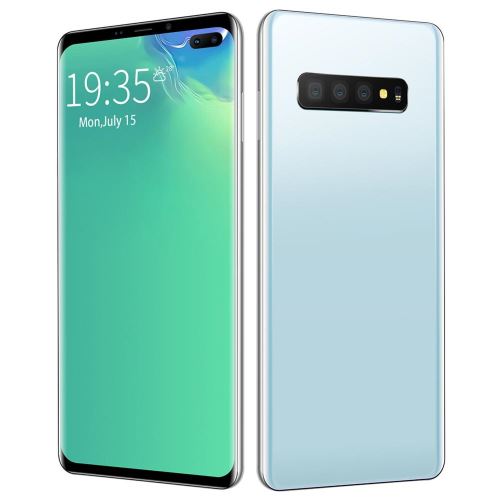 Smartphone Remplacement pour S10 + 6.1inch HD Drop Reconnaissance faciale plein Ecran Téléphone 6+64G Prise EU Blanc