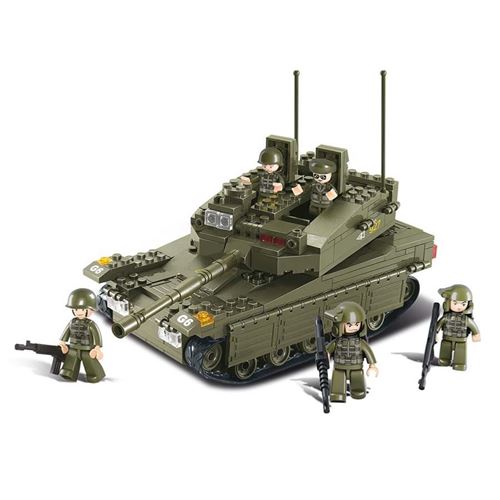 Jeu de construction brique emboitable compatible lego sluban army tank char d’assaut m38-b0305 soldats articulés