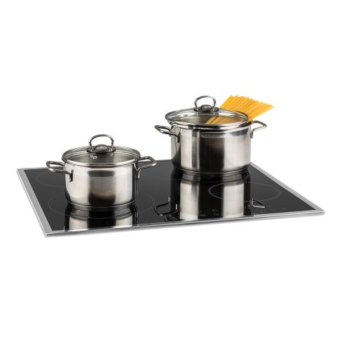 Virtuosa slide table de cuisson encastrable avec 4 plaques & 9 niveaux de puissance - 6600w max. - vitrocéramique et inox
