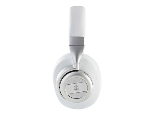 Nedis HPBT5260WT - Koptelefoon met micro - over oor - Bluetooth - draadloos - actieve geluidsdemping - 3,5 mm-stekker - wit, zilver
