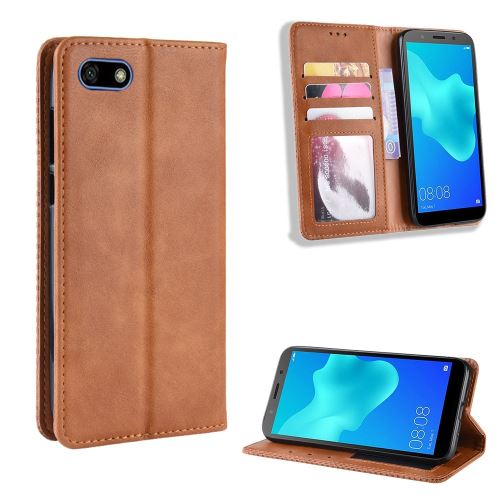 Etui en PU style vintage marron pour votre Huawei Y5 (2018) Y5 Prime (2018)/Y5 Lite (2018)