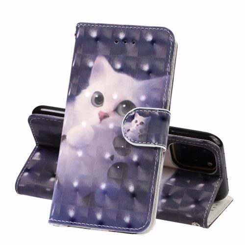 Etui en PU Revêtement de style d'impression 3D chat pour votre Apple iPhone XR 6.1 pouces (2019)