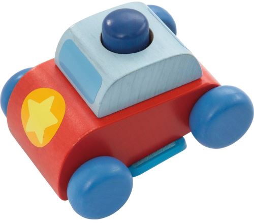 Haba voiture de police en bois 8 cm rouge/bleu