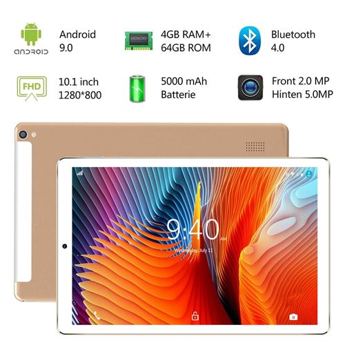 YOTOPT Tablette Android 12 10 4 Go de RAM, 64 Go de ROM, 1 To