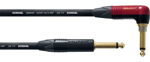 Cordial CSI6RP-SILENT - Câble jack coudé silent - jack droit mono Neutrik 6 m