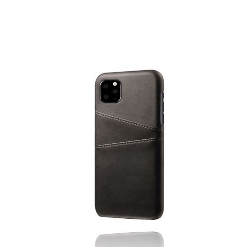 Coque en cuir antichoc avec double fente pour Apple iPhone 11 6.1 - Noir