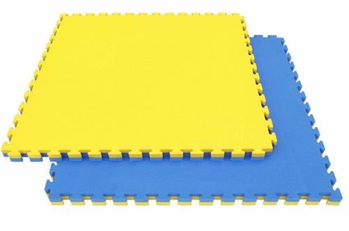 Legend Sports tapis d'arts martiaux 20 mm 1x1 mètre bleu/jaune par pièce