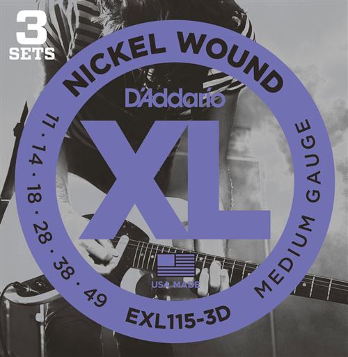 Daddario D'addario And Co Exl115-3D Nickel Wound Medium 11-49 Pack De 3