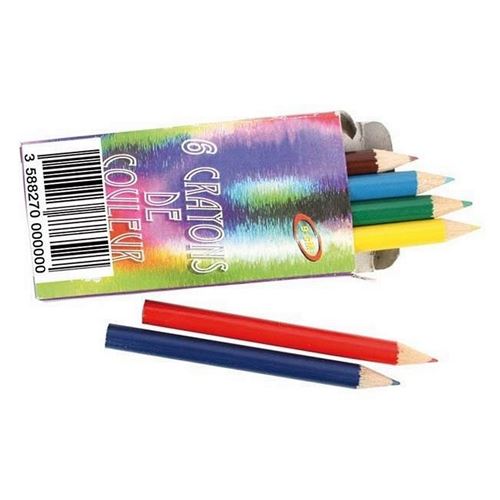 6 Mini Crayon De Couleur Papeterie 9 Cm