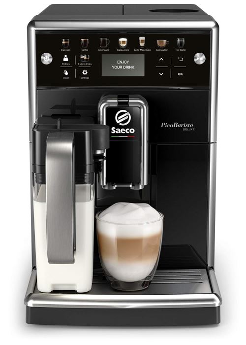 Saeco PicoBaristo Deluxe SM5570/10 Machine à expresso automatique noir avec carafe à lait et boutons tactiles [Classe énergétique A]