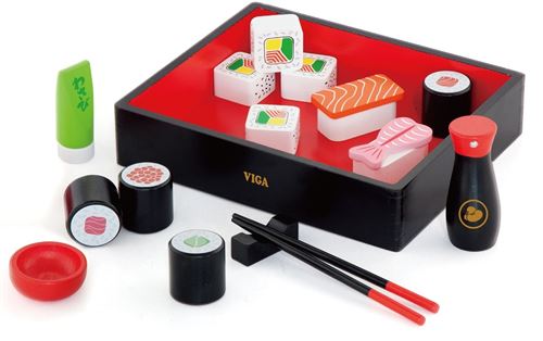 Viga Toys ensemble de sushi en bois 17 pièces