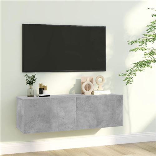 Meuble TV Gris béton 100x30x30 cm Bois d'ingénierie
