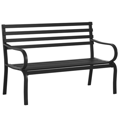 Outsunny Banc de Jardin Design Contemporain 2 Places dim. 127L x 58l x 82H cm métal époxy - vue 1