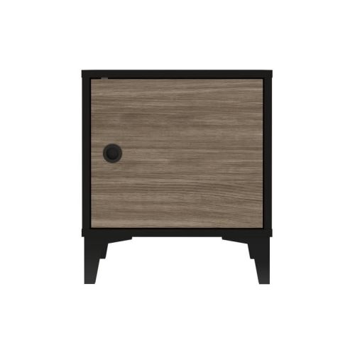 FINLANDEK Chevet JONES - Industriel - Noir mat et décor chene - L 40 cm