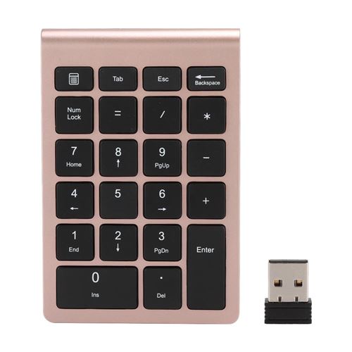 Clavier numérique RF304 22 touches USB 2.4G sans fil avec récepteur (or rose)