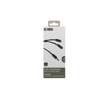 Câble audio stéréo Jack 3,5 mm avec duplicateur pour portables et smartphones- SBS