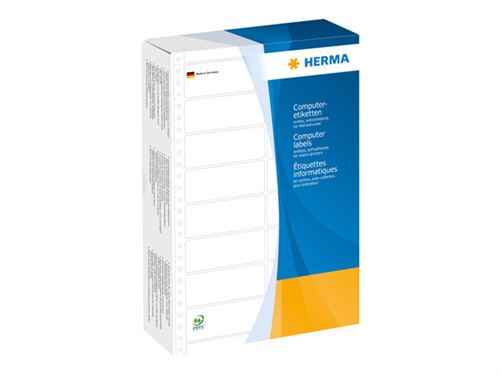  HERMA Computer labels - Papier - mat - auto-adh&eacute;sif permanent - perfor&eacute; - blanc - 88.9 x 35.7 mm 8000 &eacute;tiquette(s) (2 feuille(s) x 4000 &eacute;tiquettes de pliage continu 