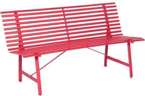 Banc de jardin coloris Groseille - Dim : L.150 x D.64 x H.80 cm -PEGANE-
