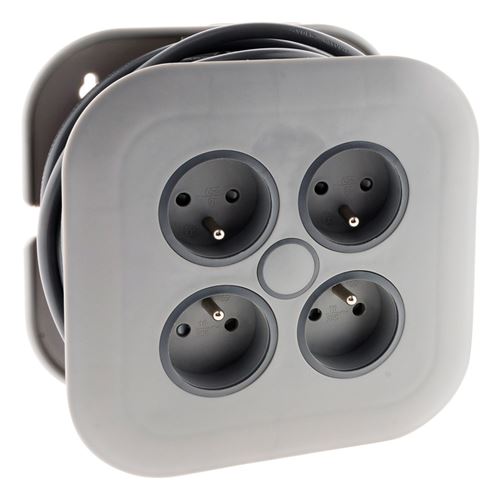 Zenitech Gris - Enrouleur Domestique 4 X 2P+T 16A + Coupe-Circuit - 7M - Image 1