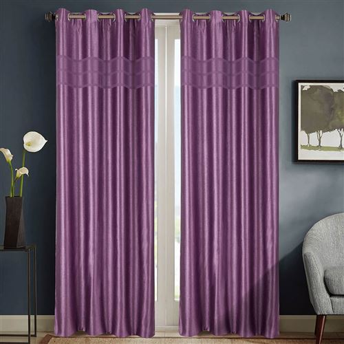 hometrend paire de rideaux obscurcissant marbré bayadere - 140 x 260 cm - violet