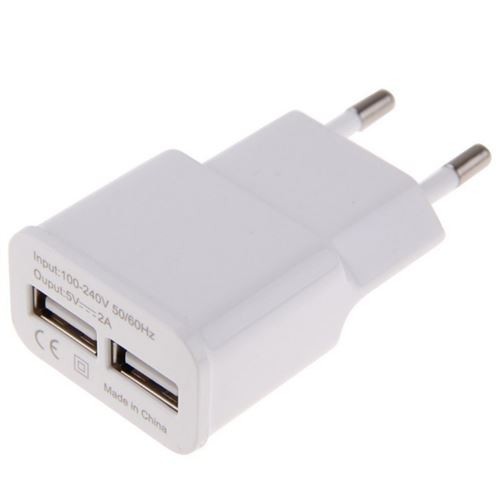 Adaptateur Secteur USB pour ALCATEL 3 Double Prise Murale 2 Ports Courant AC Chargeur Blanc (5V 2A) Universel