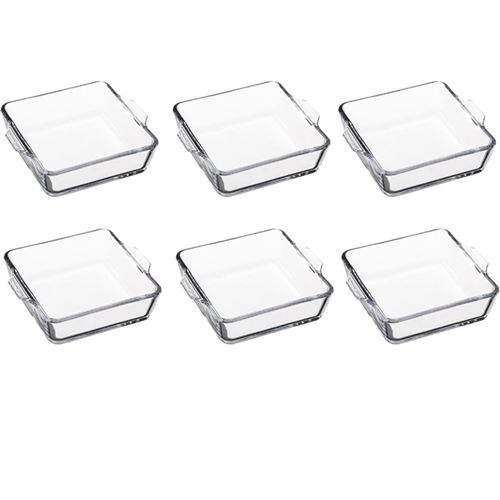Lot de 6 Mini-Plats Carrés en Verre 15cm Transparent