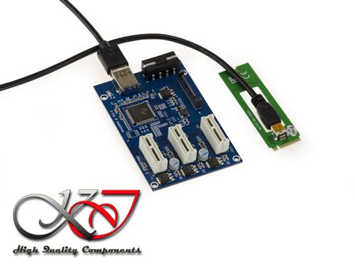 Riser convertisseur M2 PCIe vers PCIe 3 ports PCIe 1x
