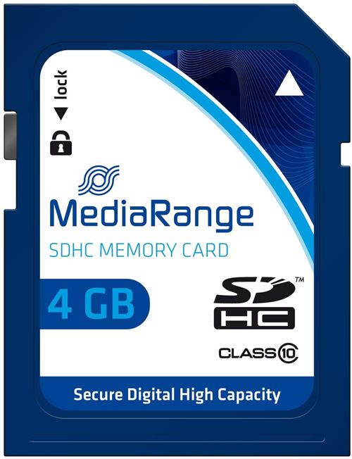 MediaRange - Carte mémoire flash - 4 Go - Class 10 - SDHC - bleu