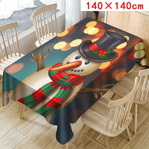 Nappe de Noël Imprimer Rectangle Table Cover Holiday Party Home Decor_Kiliaadk373