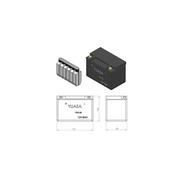 Batterie Moto Yuasa YTX9-BS 12V 8Ah - Sans Entretien Prête à L'Emploi - 150x87x105 Mm