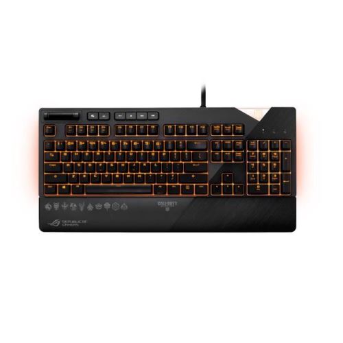 ASUS ROG Strix Flare Call of Duty - Black Ops 4 Edition, Avec fil, USB, Clavier mécanique, QWERTZ, LED RGB, Gris, Acier inoxydable