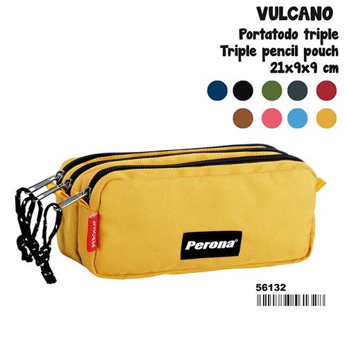 Montichelvo Montichelvo Triple Penc. Pouch Pr Vulcano Mustard Trousses, 21 cm, Multicolore (Multicolour)