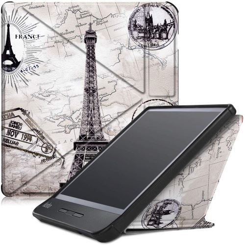 Etui à Rabat avec Support pour Kobo Libra H2O Liseuse eBook Tour Eiffel