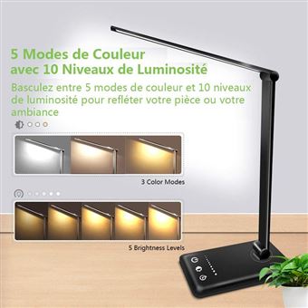 Lampe LEDSMART ALBA de bureau LED avec chargeur Qi pour téléphone, Noir