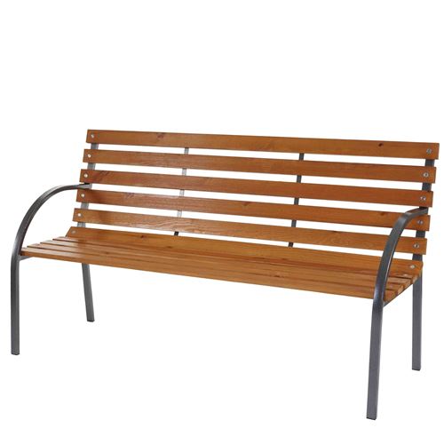 Banc de jardin Leoben, banquette, banc en bois, 150cm naturelle, laqué