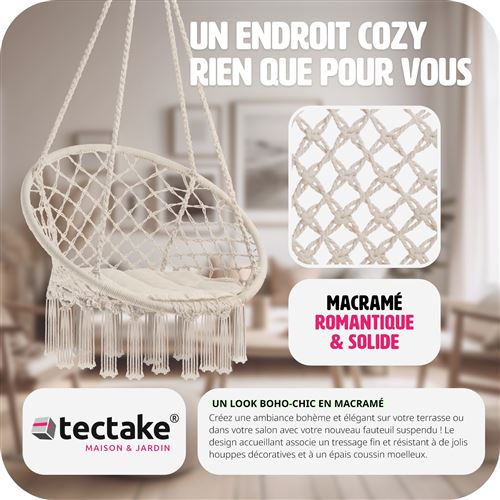 TecTake Fauteuil suspendu JANE beige TecTake Fauteuil suspendu JANE beige