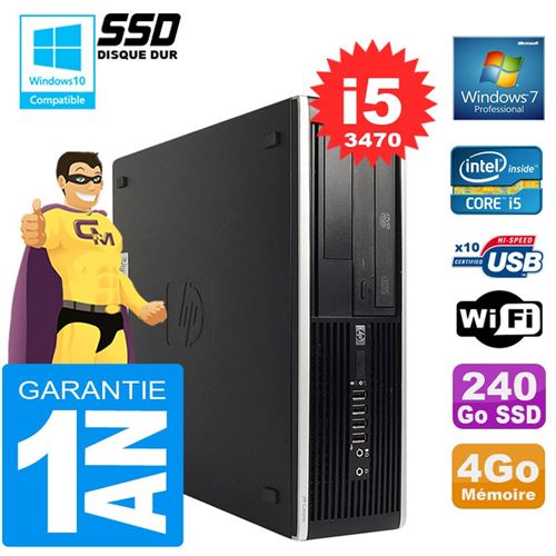 Pc hp compaq 8300 sff core i5-3470 ram 4go disque 240 go ssd graveur dvd wifi w7 État correct - Hewlett-Packard reconditionné disponible sur Fnac