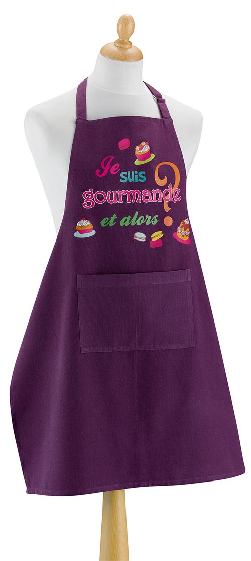 Tablier Je Suis Gourmande aubergine 85 x 72 cm Winkler