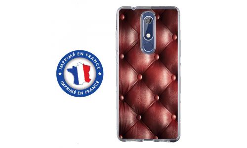 Coque souple pour Nokia 5-1 avec impression Motifs effet capitonné bordeau