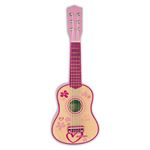 Bontempi guitare en bois avec 6 cordes et bandoulière 75 cm rose pas cher