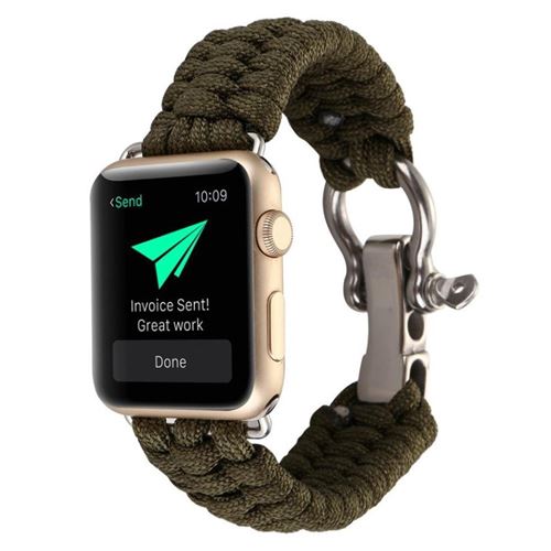 Bracelet Apple Watch 38 et 40 mm Cordon tressé en Nylon - Vert kaki