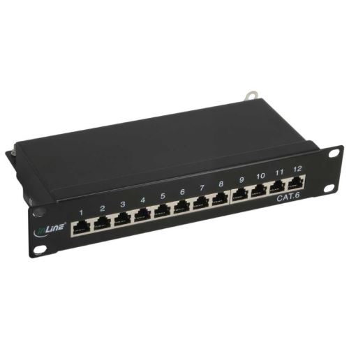 Panneau à connexions InLine®, Cat.6 12x, 10, 1HE, noir, RAL9005