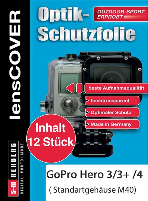 S + M Rehberg lensCOVER Lot de 12 films protecteurs pour objectif de caméra GoPro Hero 3
